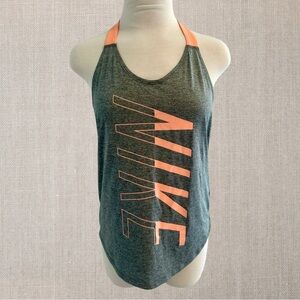 Nike Women's Dri-Fit Racerback Tank Top in Gray with Orange Accents